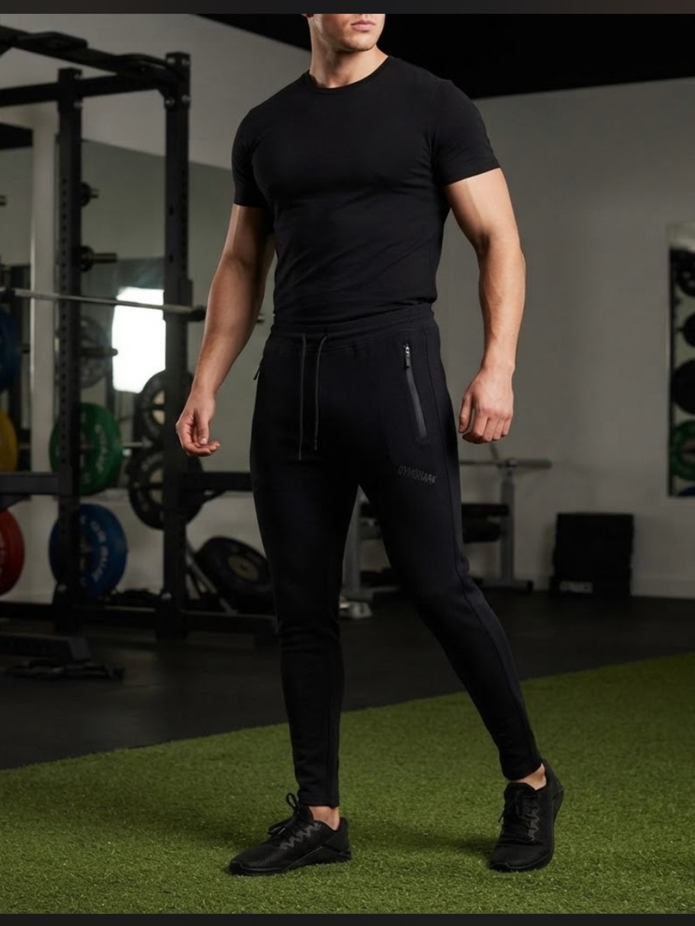 Gymshark True Knit Joggers Men's Small Black Zipped Pockets Athletic Gym Pants S